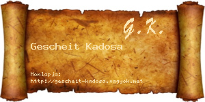 Gescheit Kadosa névjegykártya